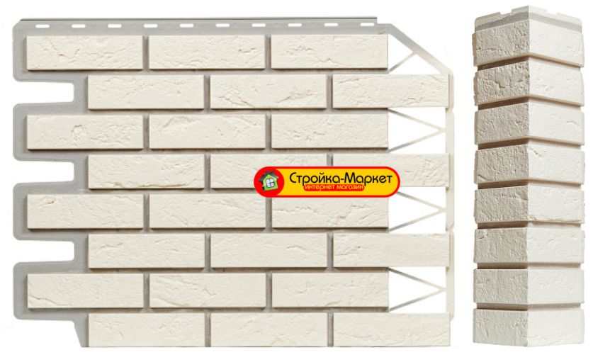 Фасадная панель Дачный Кирпич Баварский, (FineBer) - белый