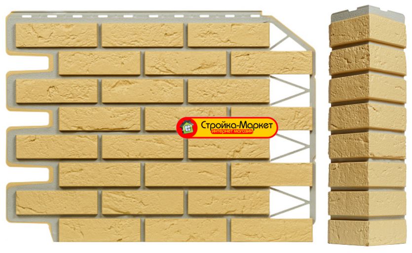 Фасадная панель Дачный Кирпич Баварский, (FineBer) - песочный