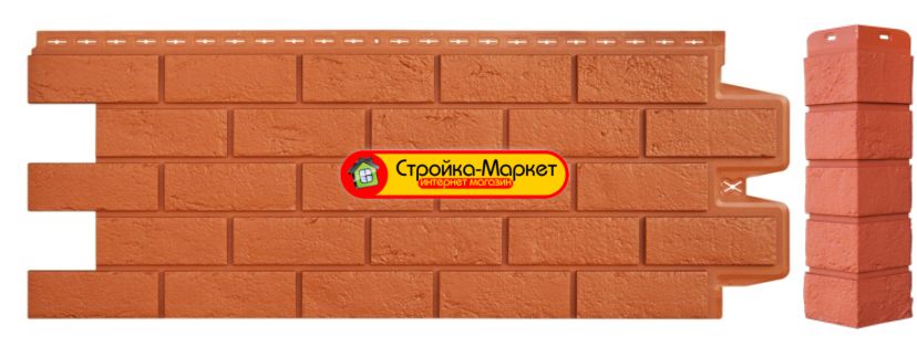 Фасадные панели Grand Line, "Состаренный кирпич" - Терракотовый и угол