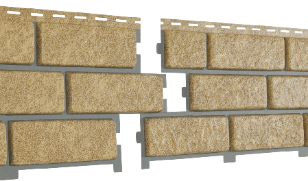 Цокольный сайдинг Ю-пласт Стоун-Хаус Кирпич двойной замок с декорированным швом — Песочный